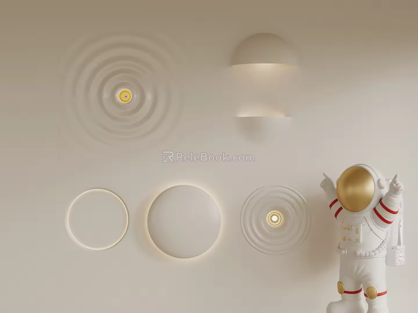Cream wind ripple lamp wall lamp gypsum lamp 3d model