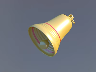 Fashionable Golden Bell Shaped Jewelry with Red Stripes Inner Ball and Hook 3d model