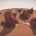Natural Rock Cluster With Rugged Textured Surfaces And Earthy Brown Red Tones