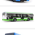 Blue Red And Green City Buses With Modern Design And Large Windows