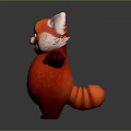 Cute Red Fluffy Cartoon Red Panda Character With White Ears And Outstretched Arms