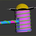 Colorful Hammer Shaped Toy Weapon With Yellow Top White Petals Pink Body And Green Spiral
