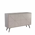 Modern Wooden Cabinet With Geometric Pattern Doors And Black Legs
