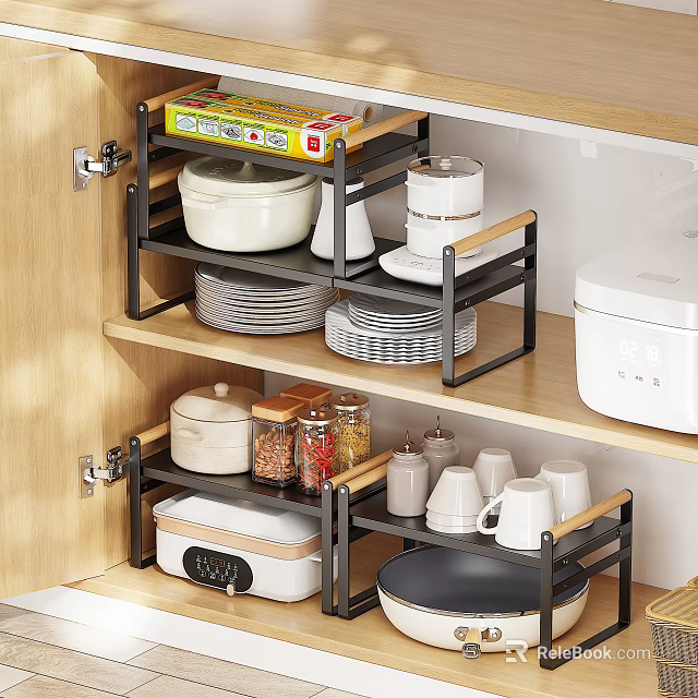 Kitchen Cabinet Organizer Rack Holding Dinnerware Set 3d model 