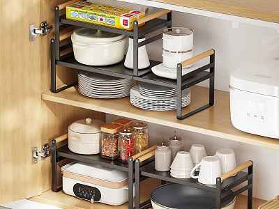 Kitchen Cabinet Organizer Rack Holding Dinnerware Set 3d model