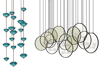 New Chinese Chandelier Decorative Chandelier Combination 3d model