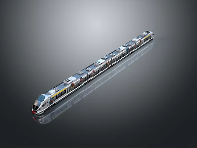 Modern High Speed Train With Sleek Aerodynamic Design And Multiple Carriages On Smooth Surface 3d model