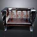 Artistic Wooden Bench Design With Intricate Metal Scrollwork And Elegant Structure