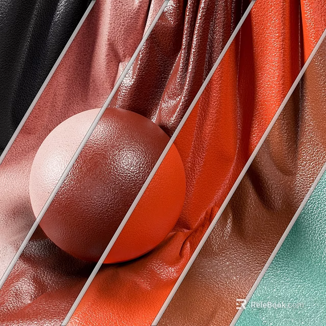 Leather Components With Various Colors And Sphere Element On Striped Background 3d model 