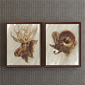 American Animal Painting Brown Living Room Animal Combination Decorative Painting 3d model