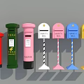 Colorful Public Mailboxes in Various Colors for Street Postal Service