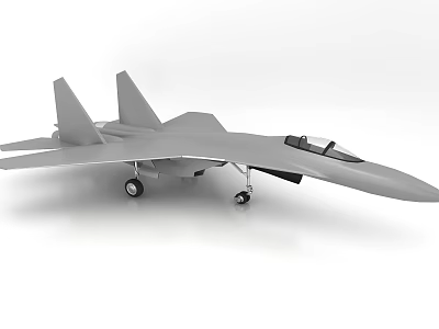 Gray Fighter Jet 3D Model with Transparent Canopy Landing Gear and Streamlined Design 3d model