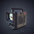 Vintage Portable TV With Antenna Handle Color Screen And Power Plug