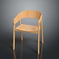 Minimalist Light Wooden Chair With Armrest Design And Simple Natural Style