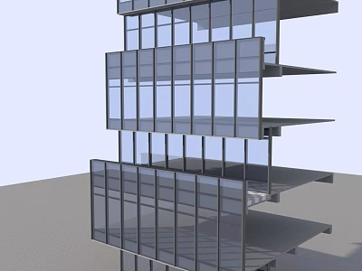 Modern Building Facade Design With Glass Curtain Wall And Multi Story Structure 3d model