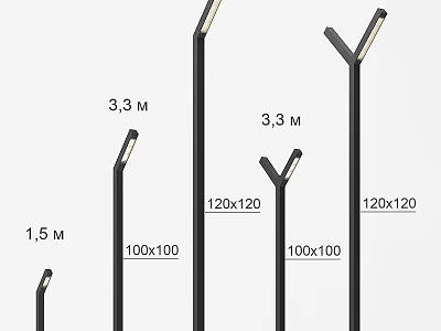 Outdoor Lights With 1.5M 3.3M Heights And 100x100 120x120 Dimensions For Exterior 3d model