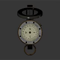 Decorative Ornament Set with Vintage Open Compass Featuring Metallic Finish and Detailed Scales