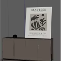 Modern Entryway Console Cabinet With Decorative Matisse Poster And Minimalist Design