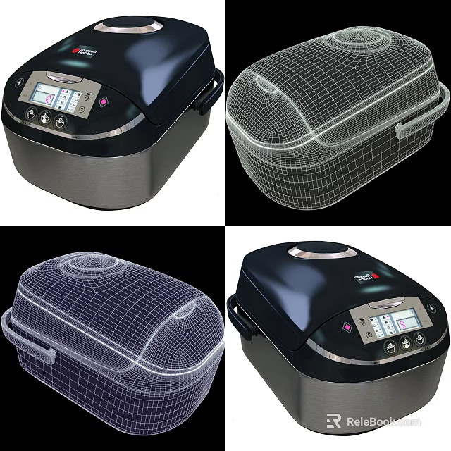 Modern Electric Rice Cooker With Digital Control Panel And Sleek Black Design For Kitchen Appliance 3d model 
