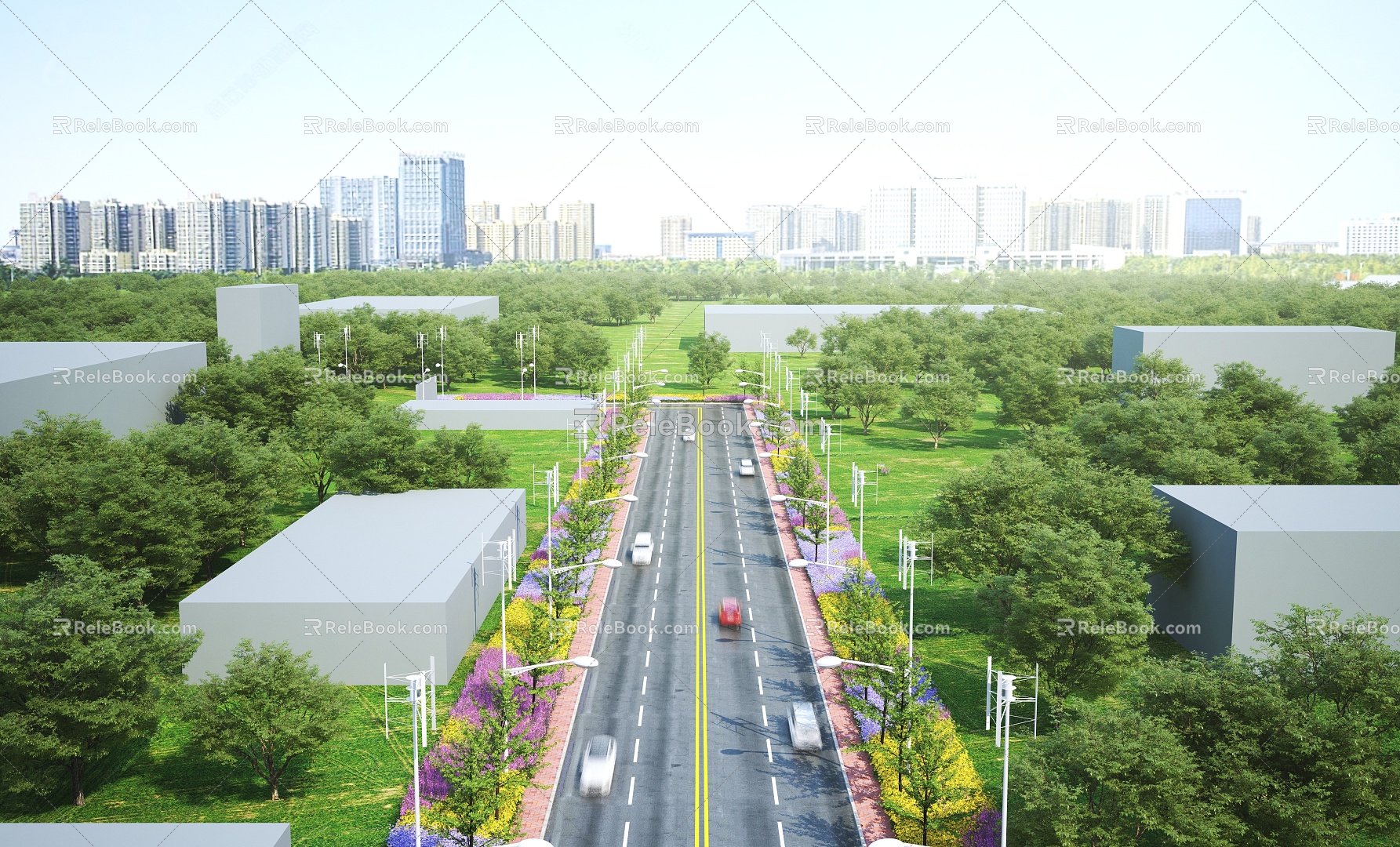 Road Road greening Road facilities 3d model