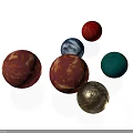 Colorful Decorative Spheres Display With Red Blue Green Gold And Shiny Balls