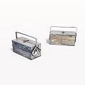 Two Vintage Metal Toolboxes With Handles And Classic Storage Design 3d model