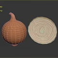 Whole Orange Onion Featuring Sliced Cross Section And Visible Concentric Circle Texture 3d model
