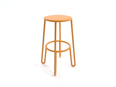 Modern Orange Bar Stool With Round Seat And Metal Frame Design 3d model