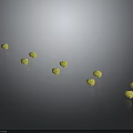 Small Group Of Adorable Yellow Baby Chickens Playing On Dark Background