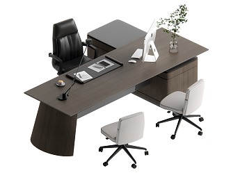 modern office desk and chair 3d model