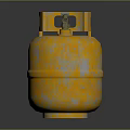Yellow Rusty Gas Cylinder With Metal Handle And Valve For Industrial Use