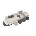 Beige Brown and Light Beige Modern Two Seater Sofa with Cozy Cushions and Soft Blanket