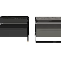 Modern Bedside Tables With Leather Drawers And Metal Frame In Gray Tones