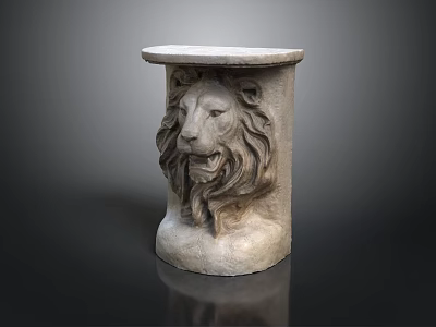 Scenic Landscape Featuring Ancient Stone Pillar With Lion Head Carving 3d model