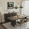 Literature and Art Middle and Ancient Style Restaurant Dining Table and Chair Combination 3d model