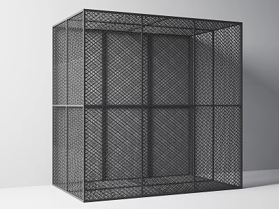 Modern Black Metal Fence With Geometric Grid Design And Frame Structure 3d model
