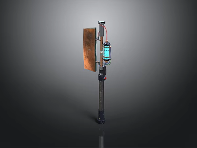 Mechanical Assembly Structure With Metal Rod Copper Plate Blue Device And Black Base 3d model