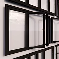 Various Window Designs With Black Frames And Different Shapes For Interior 3d model