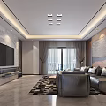 Light Luxury Open Dining And Living Room With Elegant Chinese Style Interior Decoration