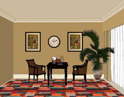 Table and chair combination 3d model