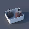 Hardware Tools Organizer White Storage Box with Two Black and Brown Bottles 3d model
