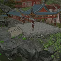 Traditional Pagoda In Green Mountainous Landscape With Temple Buildings And Lush Forest