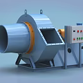 Industrial Centrifugal Fan Equipment With Blue Metal Structure And Control Panel