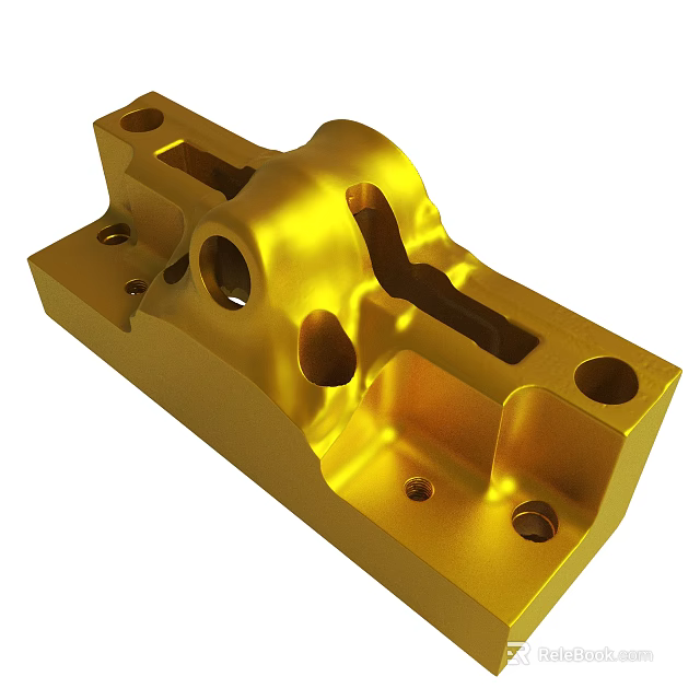 Golden Precision Metal Mechanical Component With Holes And Slots Structure 3d model 
