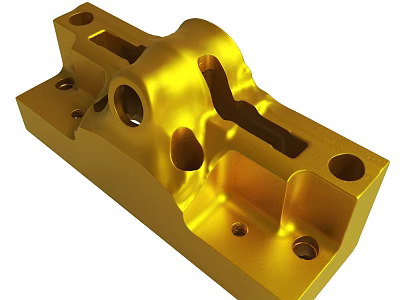 Golden Precision Metal Mechanical Component With Holes And Slots Structure 3d model