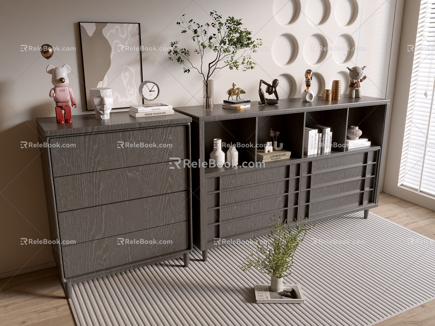 Modern Black Cabinet Whole Cabinet Sideboard Cabinet Balcony Cabinet Storage Cabinet Entrance Cabinet 3d model