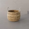 Stylish Wicker Bathroom Accessories Basket With White Handles For Bathroom Storage