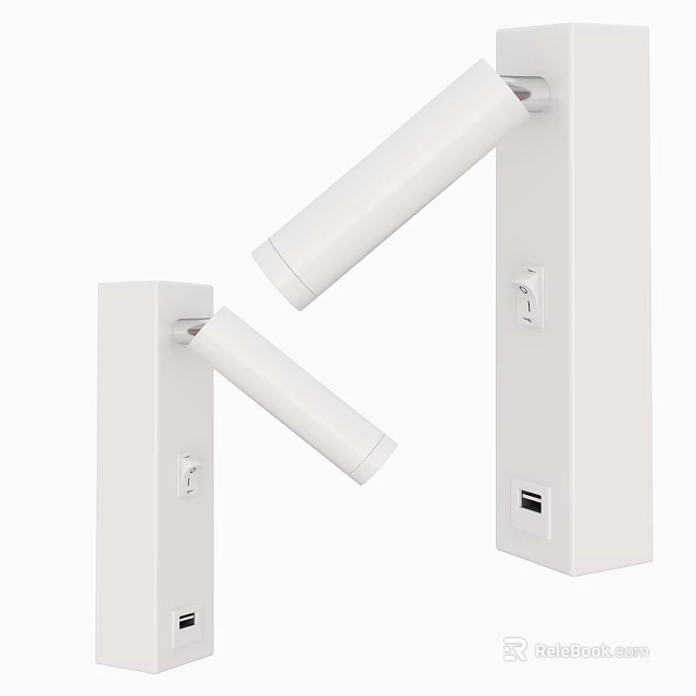 Modern White Wall Lamp With Adjustable Arm And USB Charging Port Sleek Design 3d model 
