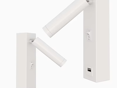 Modern White Wall Lamp With Adjustable Arm And USB Charging Port Sleek Design 3d model