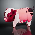 Cute Pink And White Piglet With Black Spots Standing On Reflective Surface